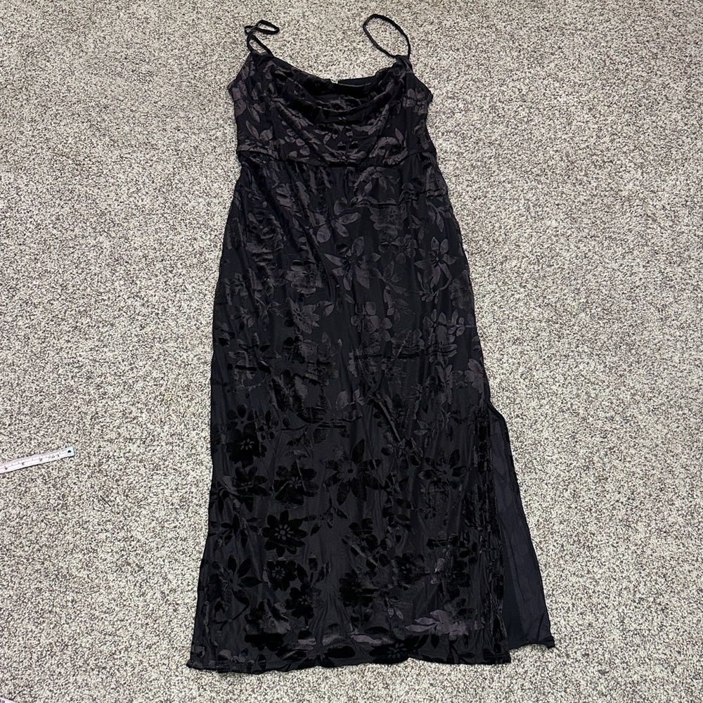 Taylor Black Floral Burnout Maxi Slip Dress